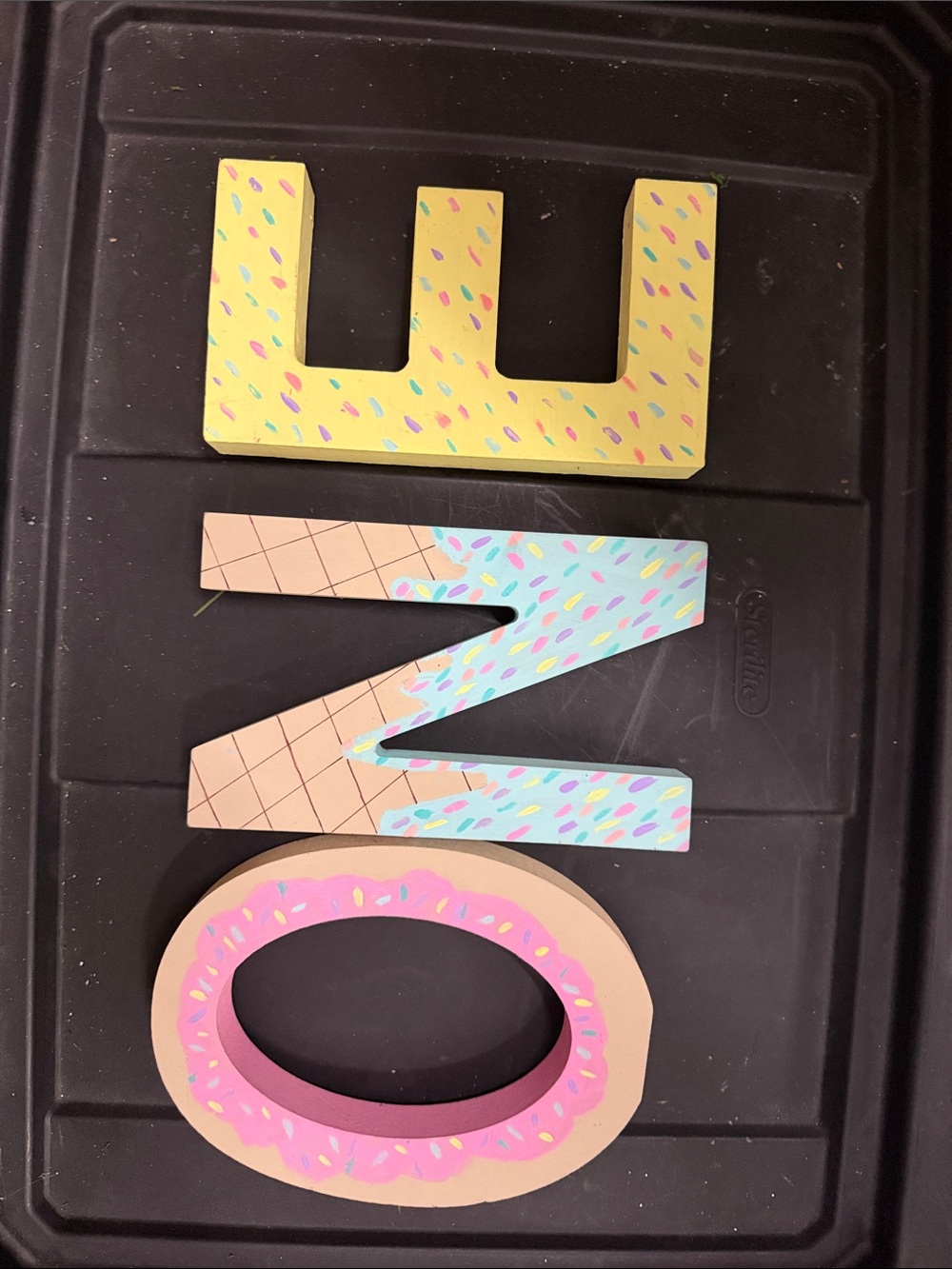 Decorative 'ONE' Wall Letters - Colorful Pastel Donut & Sprinkle Design
